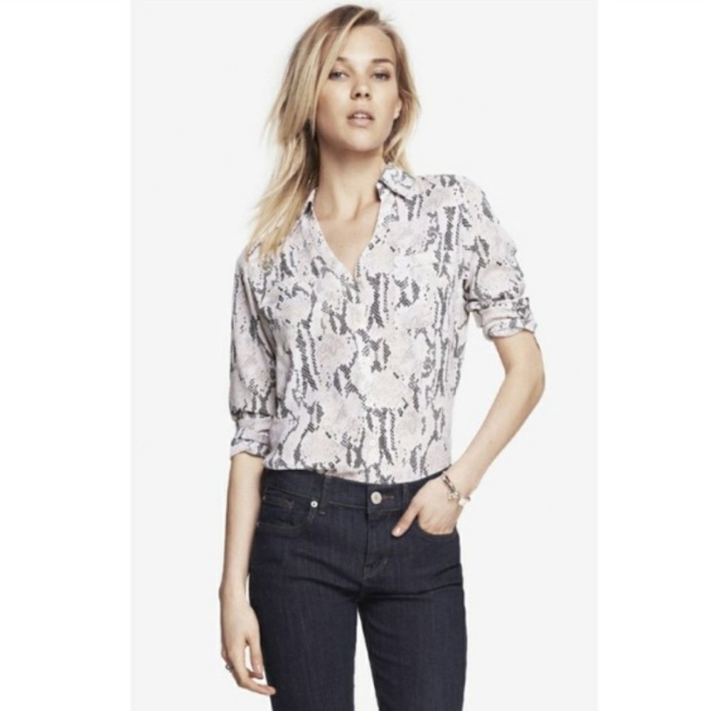 Express • Grey Snakeskin Portofino Shirt